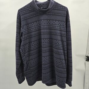 Uniqlo Men's Lightweight Pullover XL Black & Navy Blue Fleece Long Sleeve